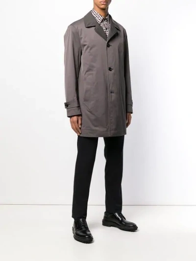Shop Hugo Boss Buttoned Single Breasted Trench Coat In Brown