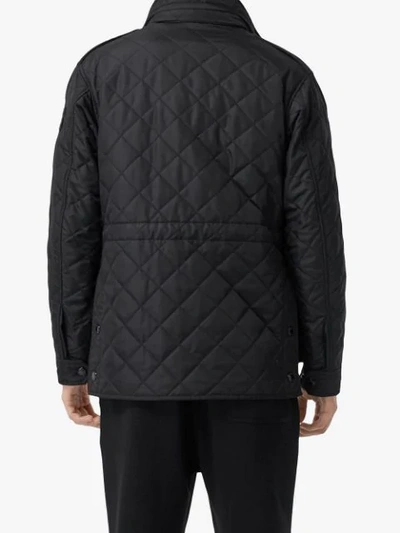 Shop Burberry Packaway Hood Quilted Thermoregulated Field Jacket In Black
