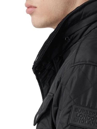 Shop Burberry Packaway Hood Quilted Thermoregulated Field Jacket In Black