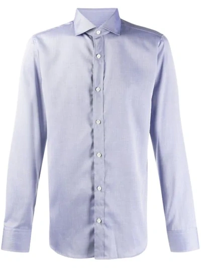 Shop Z Zegna Striped Cotton Shirt In Blue