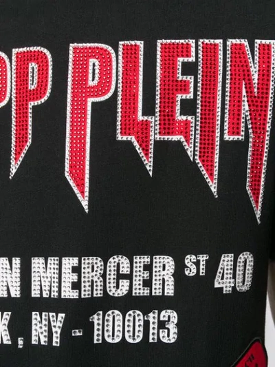 Shop Philipp Plein Caution Warning Logo T-shirt In Black