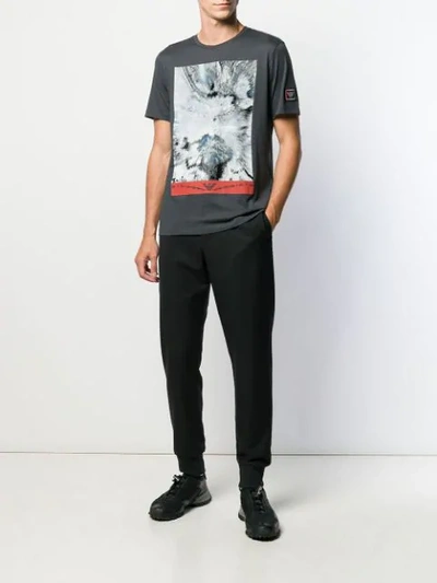 Shop Emporio Armani Contrast Print T-shirt In Grey