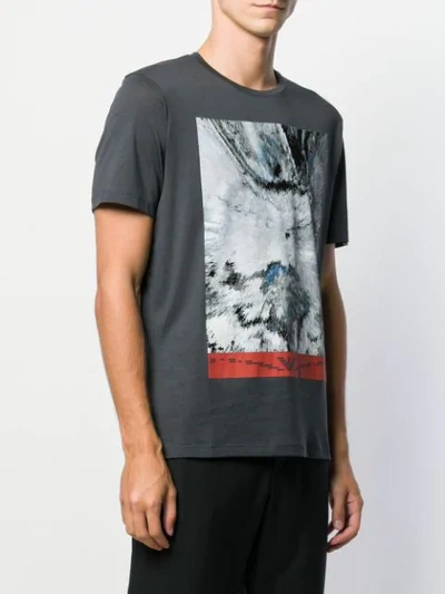 Shop Emporio Armani Contrast Print T-shirt In Grey