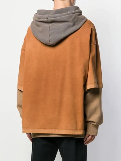 Shop Maison Margiela Layered Hoodie In 131 Kaki Overdye