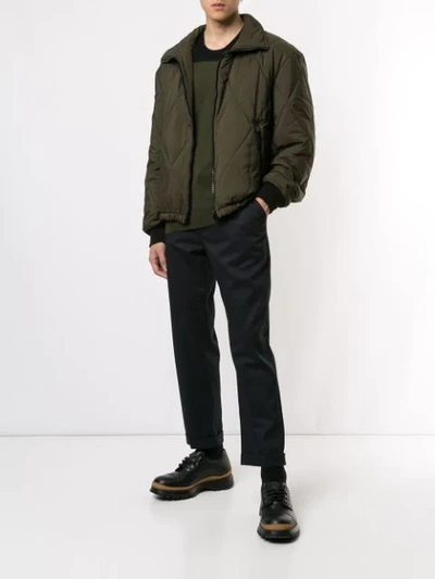 Shop Joseph Quilted Bomber Jacket In Green