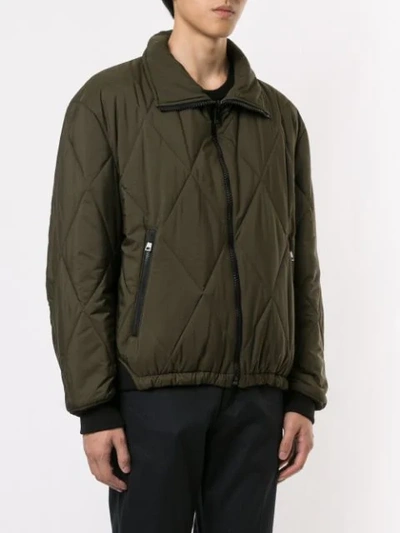 Shop Joseph Quilted Bomber Jacket In Green