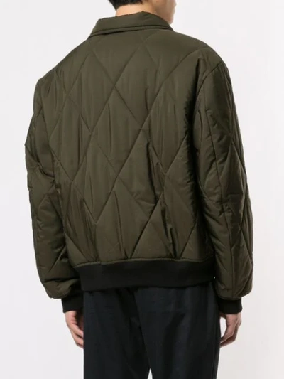 Shop Joseph Quilted Bomber Jacket In Green