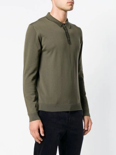 Shop Roberto Collina Long Sleeve Polo Shirt - Green
