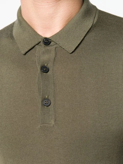 Shop Roberto Collina Long Sleeve Polo Shirt - Green