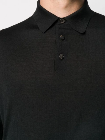 Shop Ermenegildo Zegna Long Sleeved Polo In Black