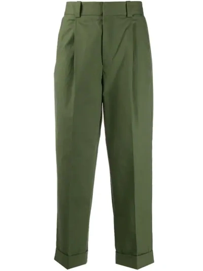 Shop Acne Studios Cuffed Hem Pleated Trousers In Green