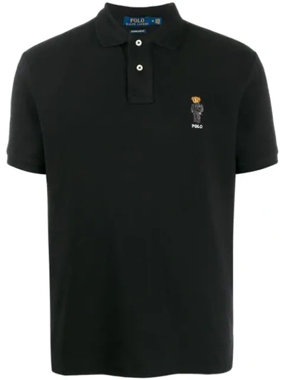 Shop Polo Ralph Lauren Bear Logo Polo Shirt In Black