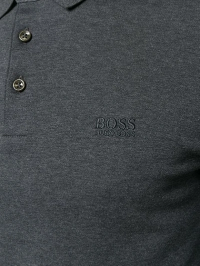 Shop Hugo Boss Longsleeved Polo Shirt In Grey