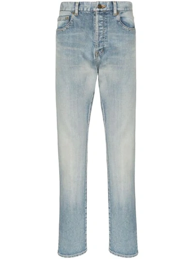 SAINT LAURENT STRAIGHT LEG FADED-EFFECT JEANS - 蓝色