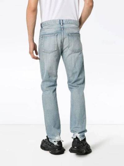 SAINT LAURENT STRAIGHT LEG FADED-EFFECT JEANS - 蓝色