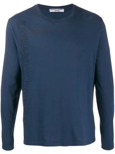 Shop Katharine Hamnett Langarmshirt Mit Logo In Blue