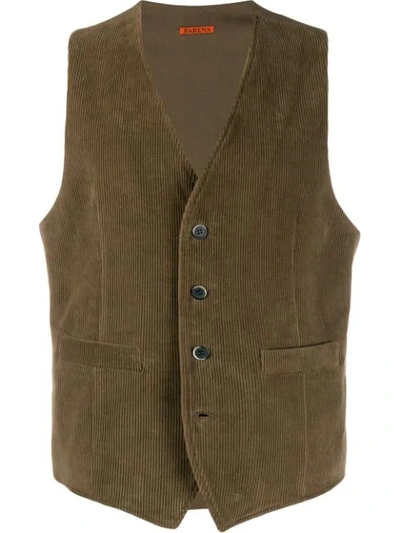 Shop Barena Venezia Ribbed Waistcoat In Brown