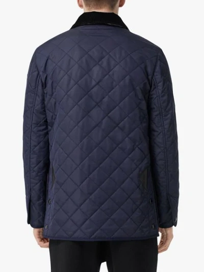 Shop Burberry Diamond Quilted Thermoregulated Barn Jacket In Blue