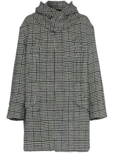 Shop Raf Simons Houndstooth Padded Parka Coat In Black