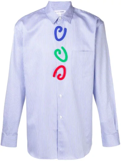 Shop Comme Des Garçons Shirt Striped Print Shirt In Blue
