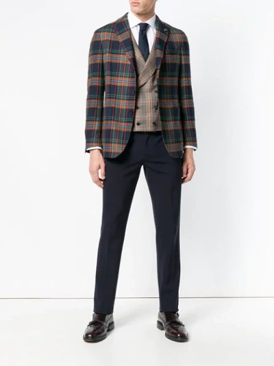 Shop Gabriele Pasini Checked Double Breasted Waistcoat In Grey