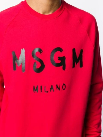 Shop Msgm Brush Stroke Logo Sweatshirt In Red