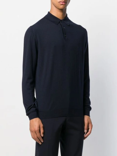 Shop Ermenegildo Zegna Long-sleeve Polo Shirt In Blue