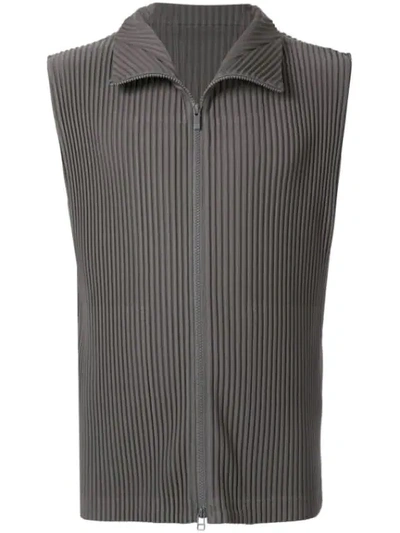 Shop Issey Miyake Pleated Vest Fleece In Grey