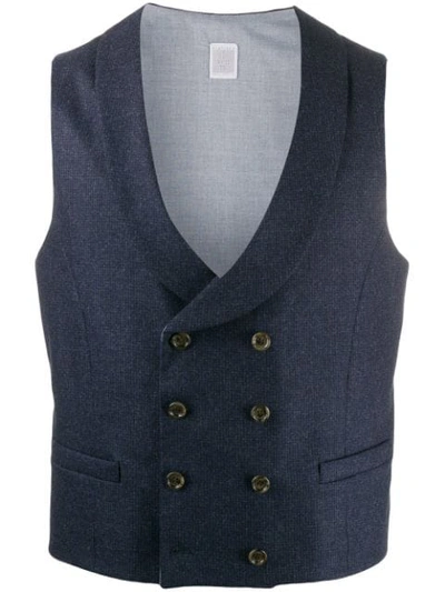 Shop Eleventy Double-breasted Waistcoat In Blue