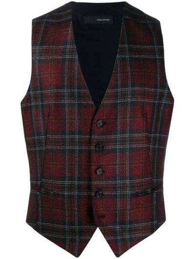 Shop Tagliatore Brian Tartan Waistcoat In Red