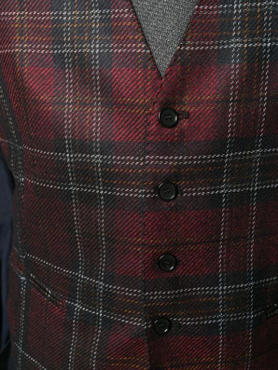 Shop Tagliatore Brian Tartan Waistcoat In Red