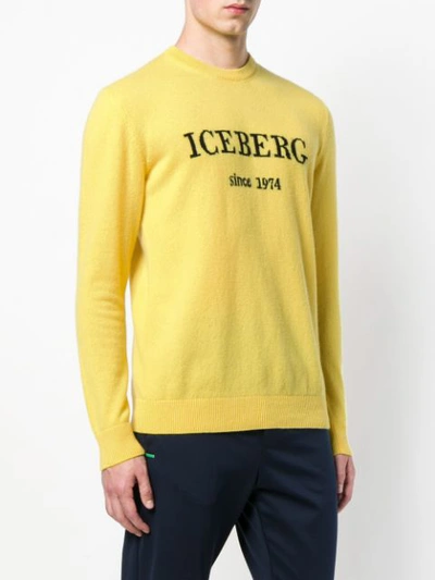 Shop Iceberg Cashmere Logo Sweater In Yellow