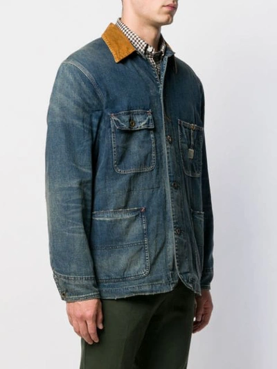 Shop Polo Ralph Lauren Corduroy Trim Denim Jacket In 001 Blue