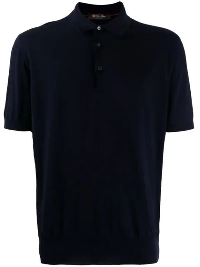 Shop Loro Piana Knit Polo Shirt In Blue