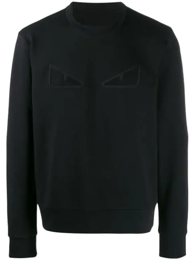 Shop Fendi Tonal Bag Bugs Motif Sweatshirt In F0gme  Black