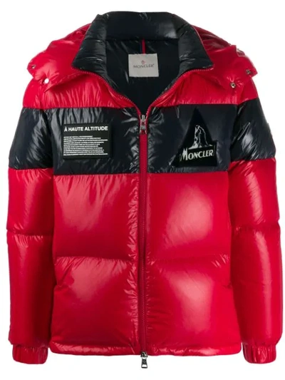 Shop Moncler Logo Patch Padded Jacket In Red