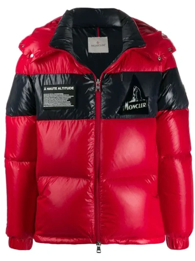 MONCLER LOGO PATCH PADDED JACKET - 红色