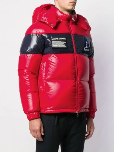 Shop Moncler Logo Patch Padded Jacket In Red