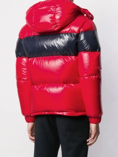 Shop Moncler Logo Patch Padded Jacket In Red