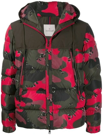 Moncler Eymeric Camouflage-print Shell And Down-blend Jacket In Red Multi |  ModeSens