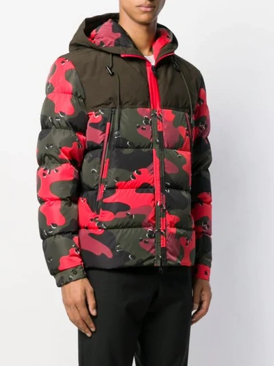 Shop Moncler Camouflage Print Puffer Jacket In Green