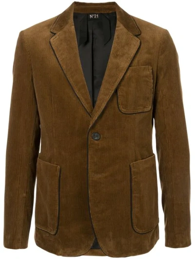 Shop N°21 Single-breasted Corduroy Blazer In Brown