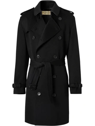 Shop Burberry Double-breasted Trench Coat In Black