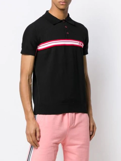 Shop Gcds Striped Polo Shirt In Black