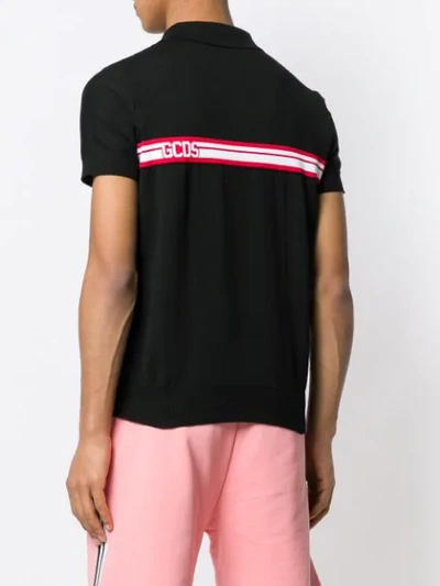 Shop Gcds Striped Polo Shirt In Black