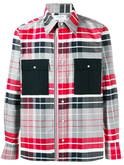Shop Thom Browne Norfolk Pocket Rwb Stripe Shirt In Grey ,blue