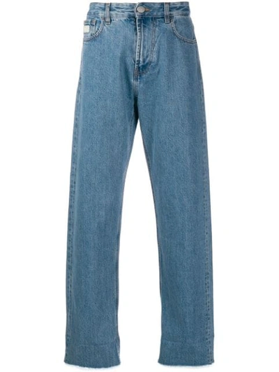 GCDS WIDE LEG JEANS . - 蓝色