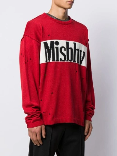 Shop Misbhv Distressed Effect Logo Sweater In Red