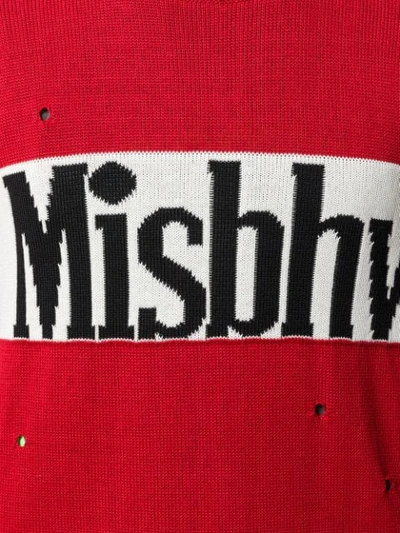 Shop Misbhv Distressed Effect Logo Sweater In Red