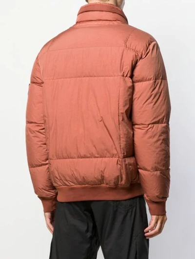 Shop Stone Island Crinkle Reps Padded Jacket In Orange